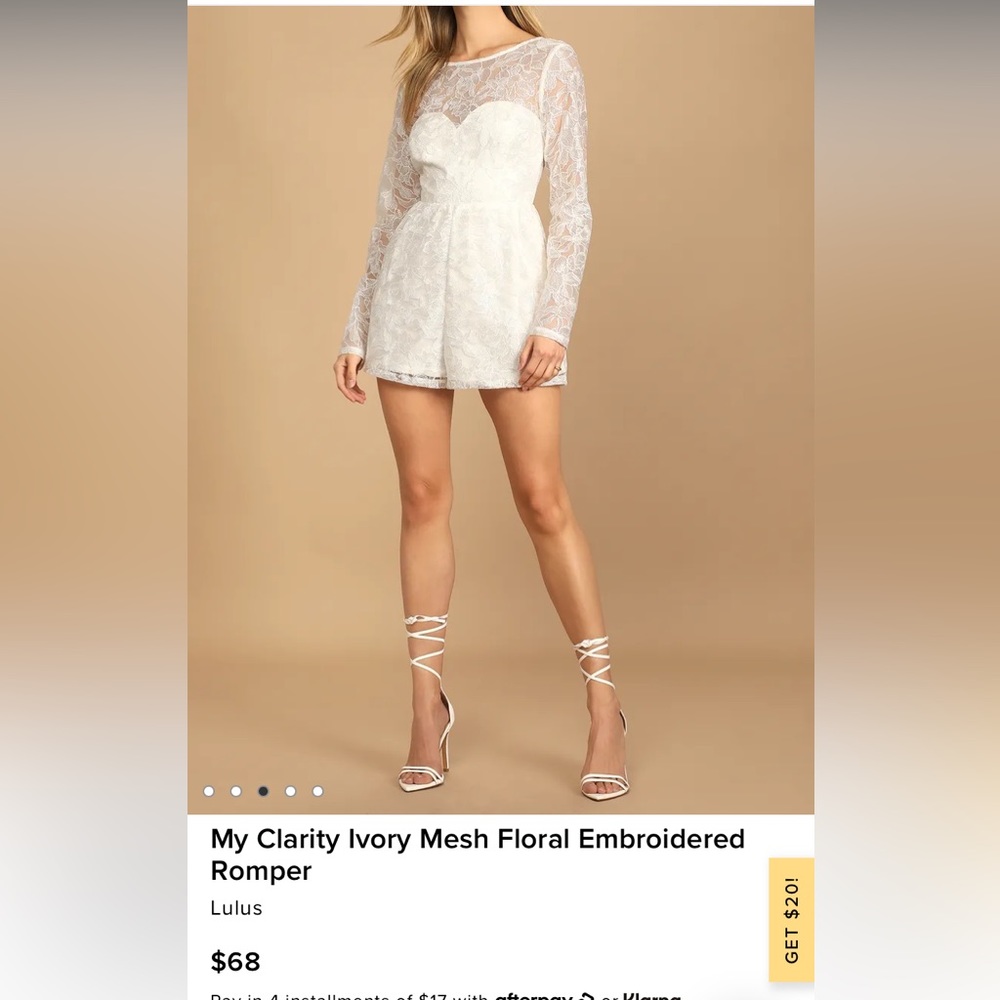 My Clarity Ivory Mesh Floral Embroidered Romper